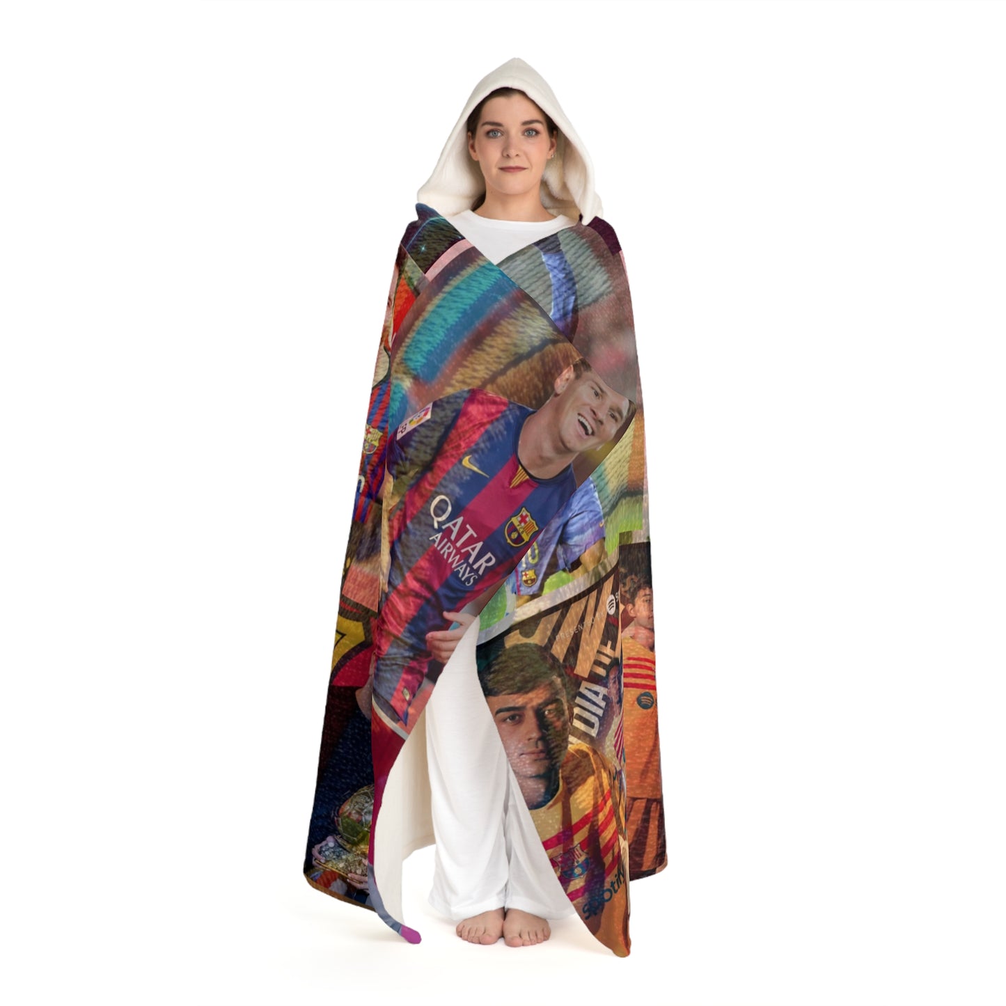 Barcelona Legend Hooded Sherpa Fleece Blanket